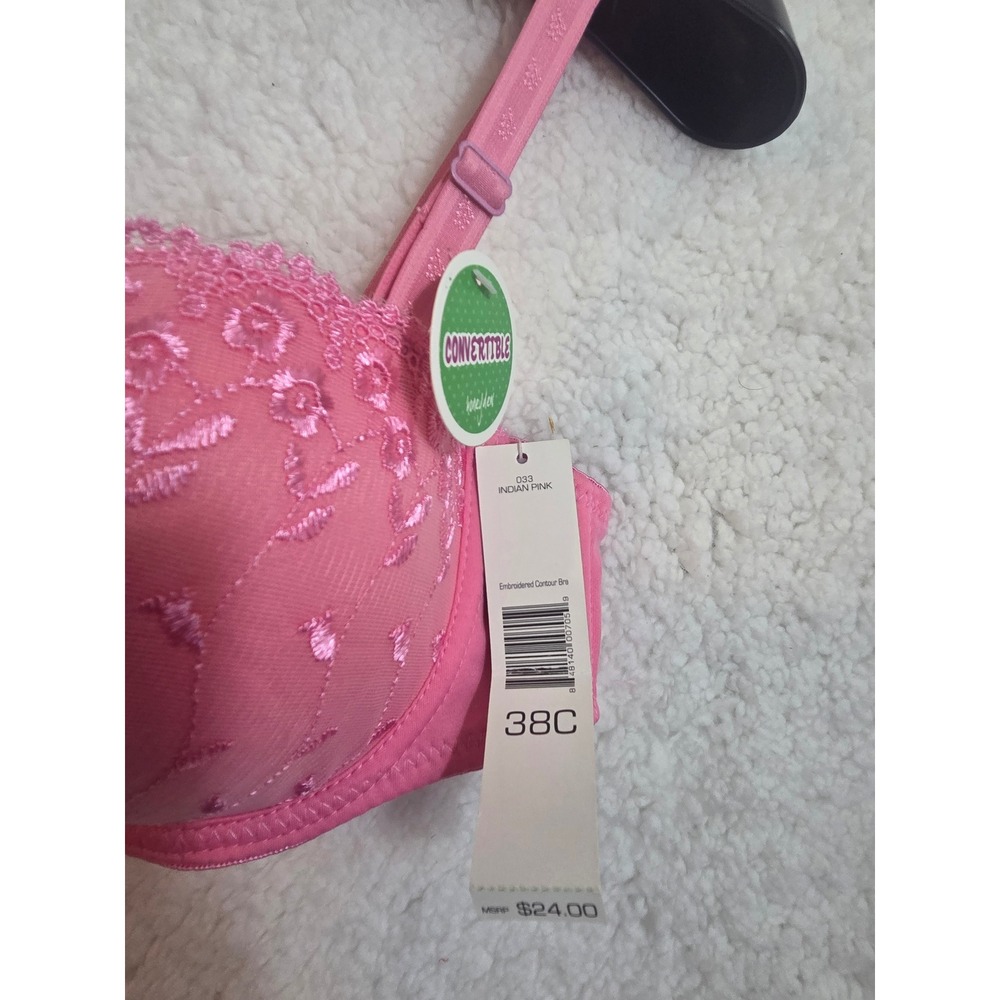 Honeydew Intimates Indian Pink Embroidered Contour Bra 38C Convertible Straps - Picture 3 of 8